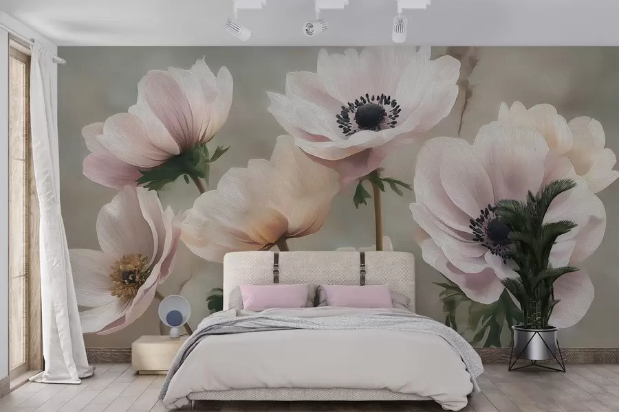 Wall Mural Photo Wallpaper Flowers in pastel style w04427