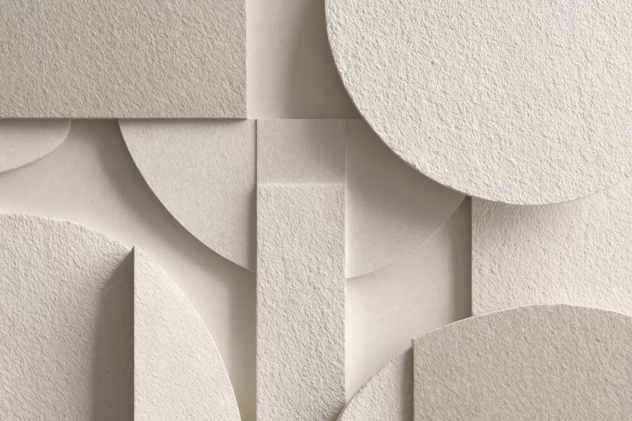 murales Composición abstracta de formas geométricas de color beige w04395