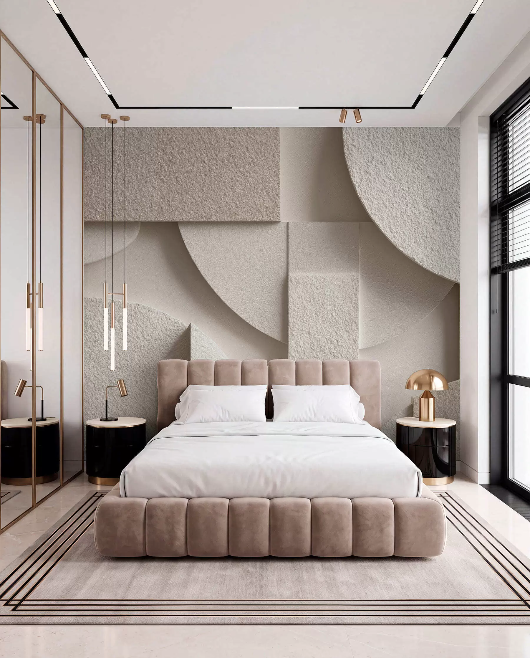 Wall Mural Photo Wallpaper Abstract composition of beige geometric shapes w04395