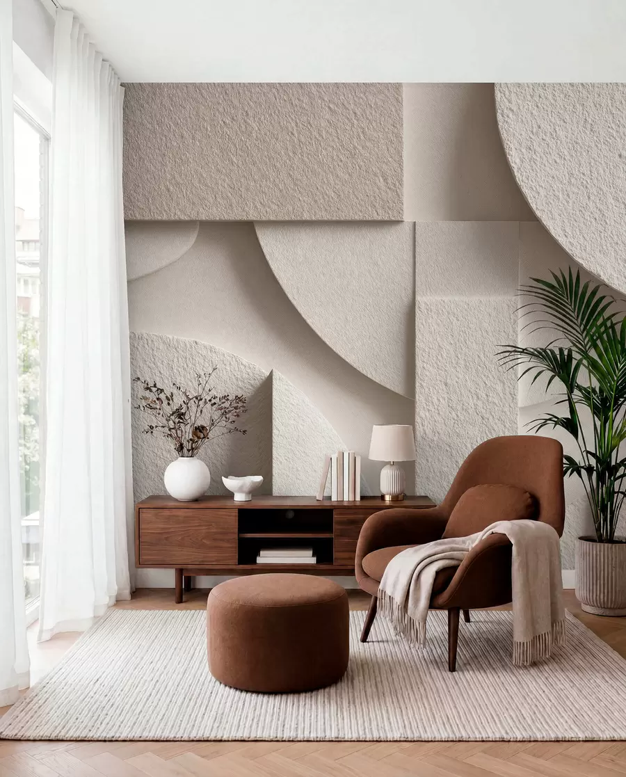 Wall Mural Photo Wallpaper Abstract composition of beige geometric shapes w04395