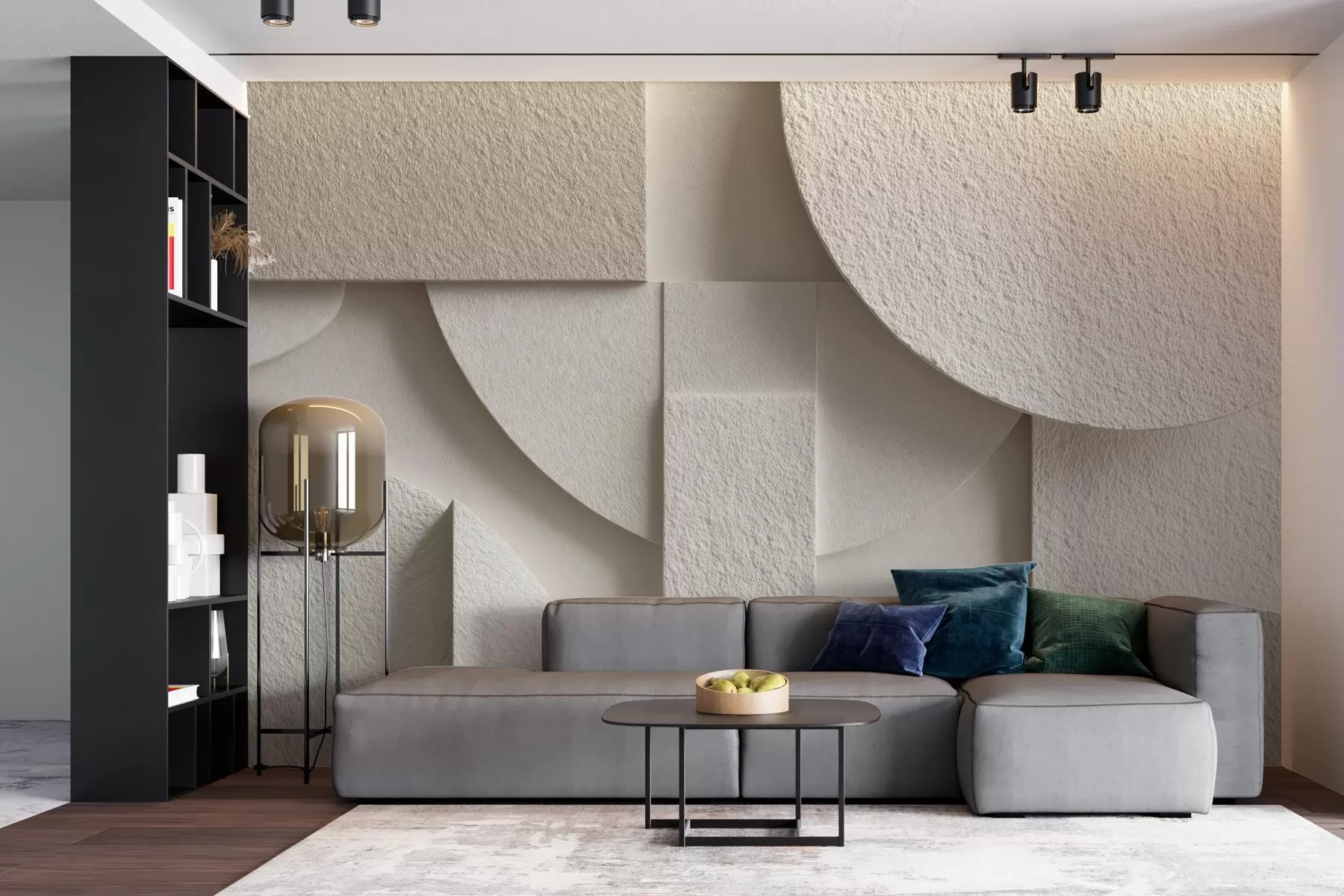 murales Composición abstracta de formas geométricas de color beige w04395