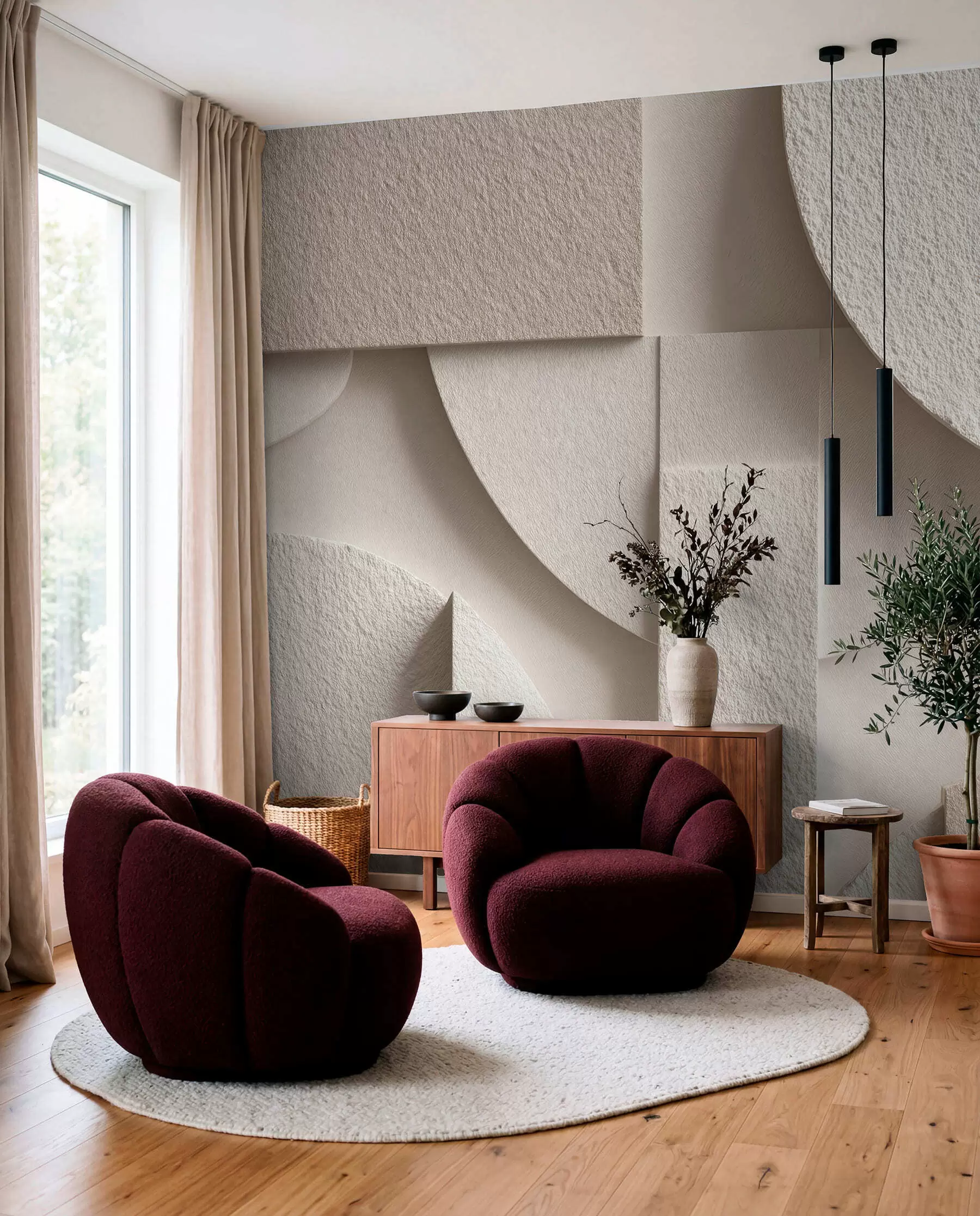 Wall Mural Photo Wallpaper Abstract composition of beige geometric shapes w04395