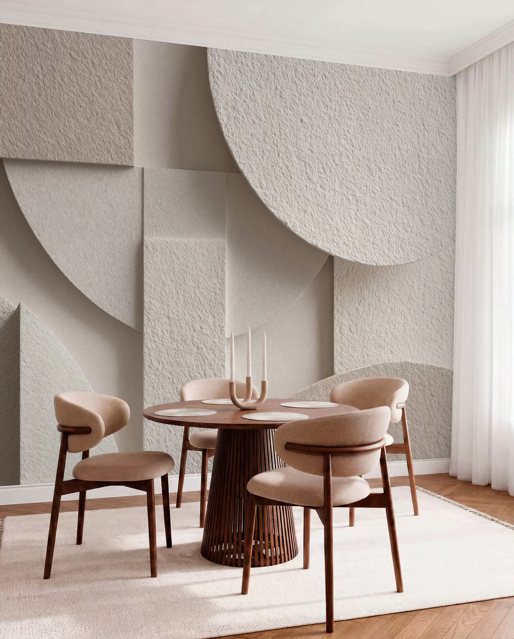 Wall Mural Photo Wallpaper Abstract composition of beige geometric shapes w04395
