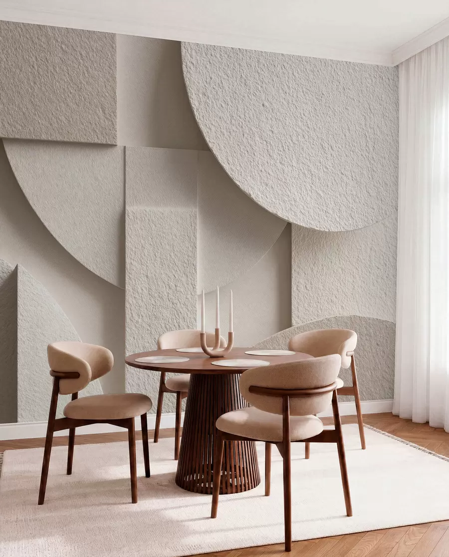 peintures murales Composition abstraite de formes géométriques beiges w04395