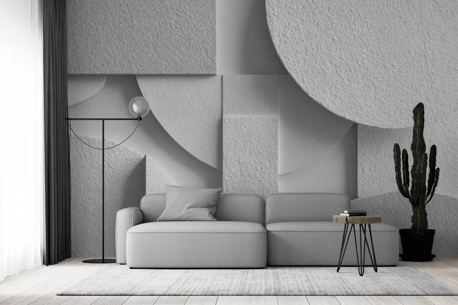 Wall Mural Photo Wallpaper Abstract composition with white three-dimensional geometric shapes w04395v1