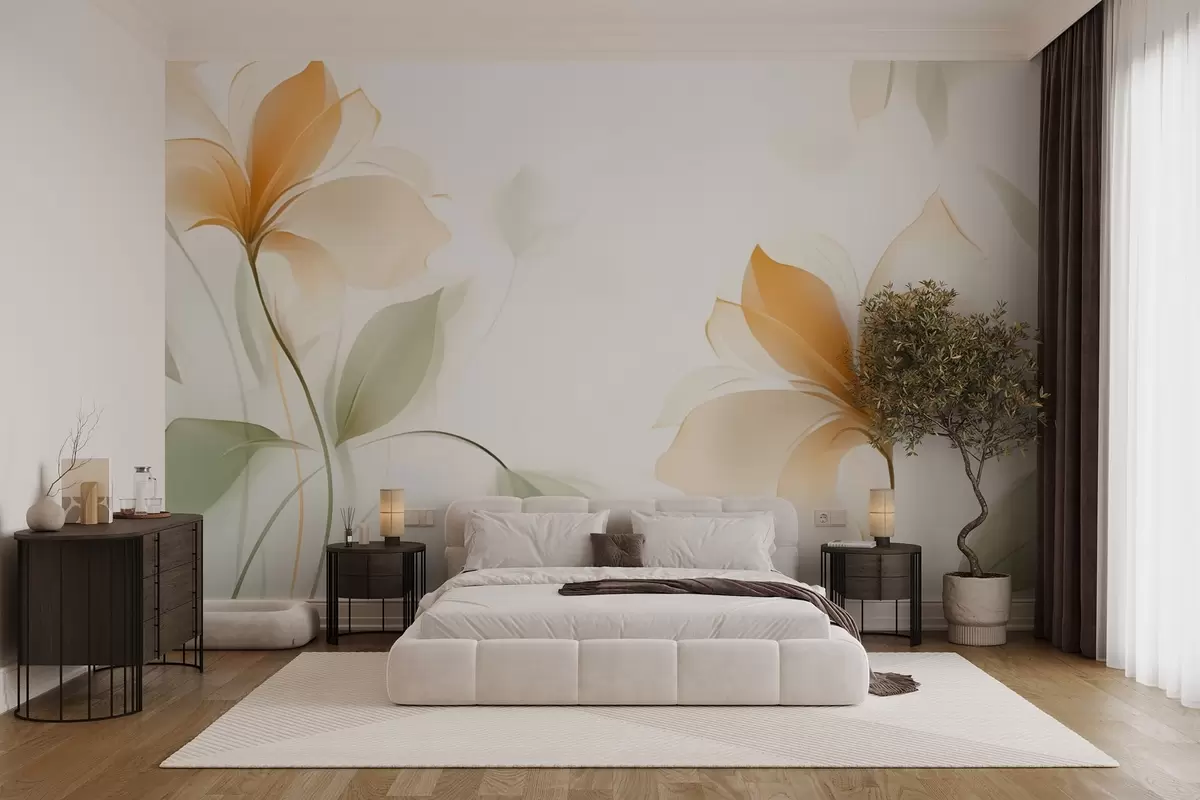 Wall Mural Photo Wallpaper Transparent flowers with a rich orange center w04397v1
