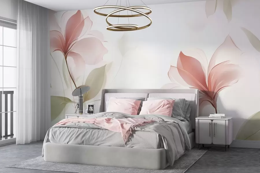wall murals Transparent flowers in delicate pink and pastel shades w04397v2