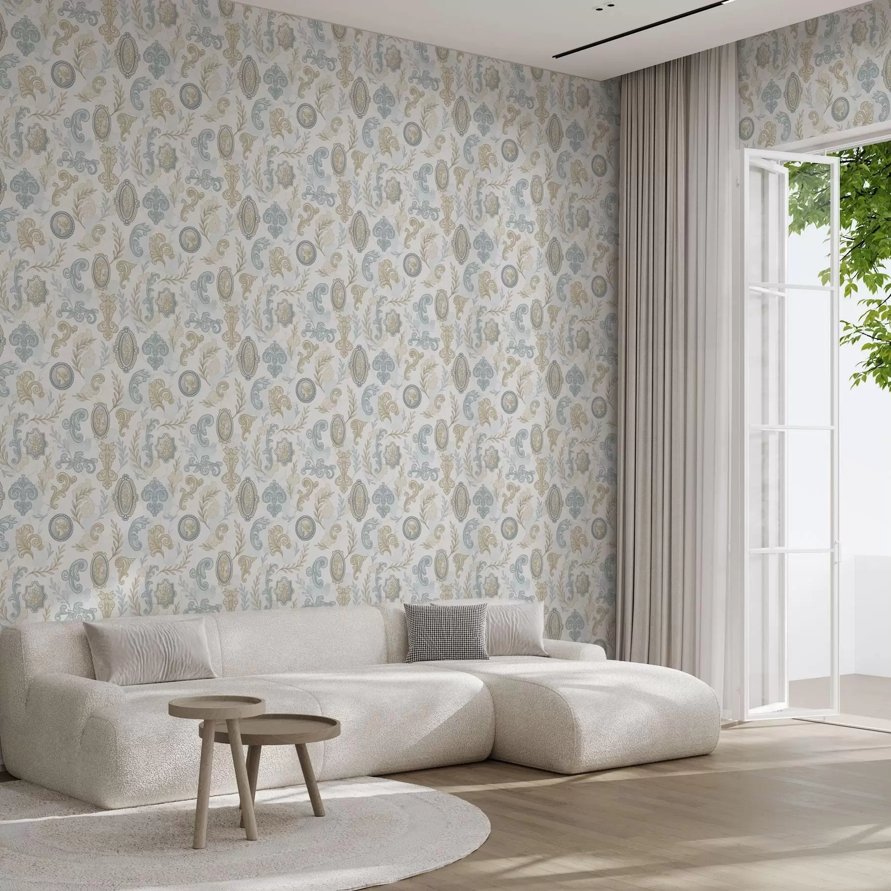 peintures murales Ornement classique avec médaillons et motifs a00319