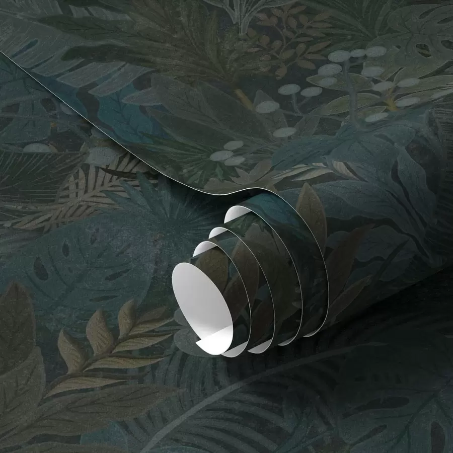 Wall Mural Photo Wallpaper Dark green tropical foliage with blue accents a00327