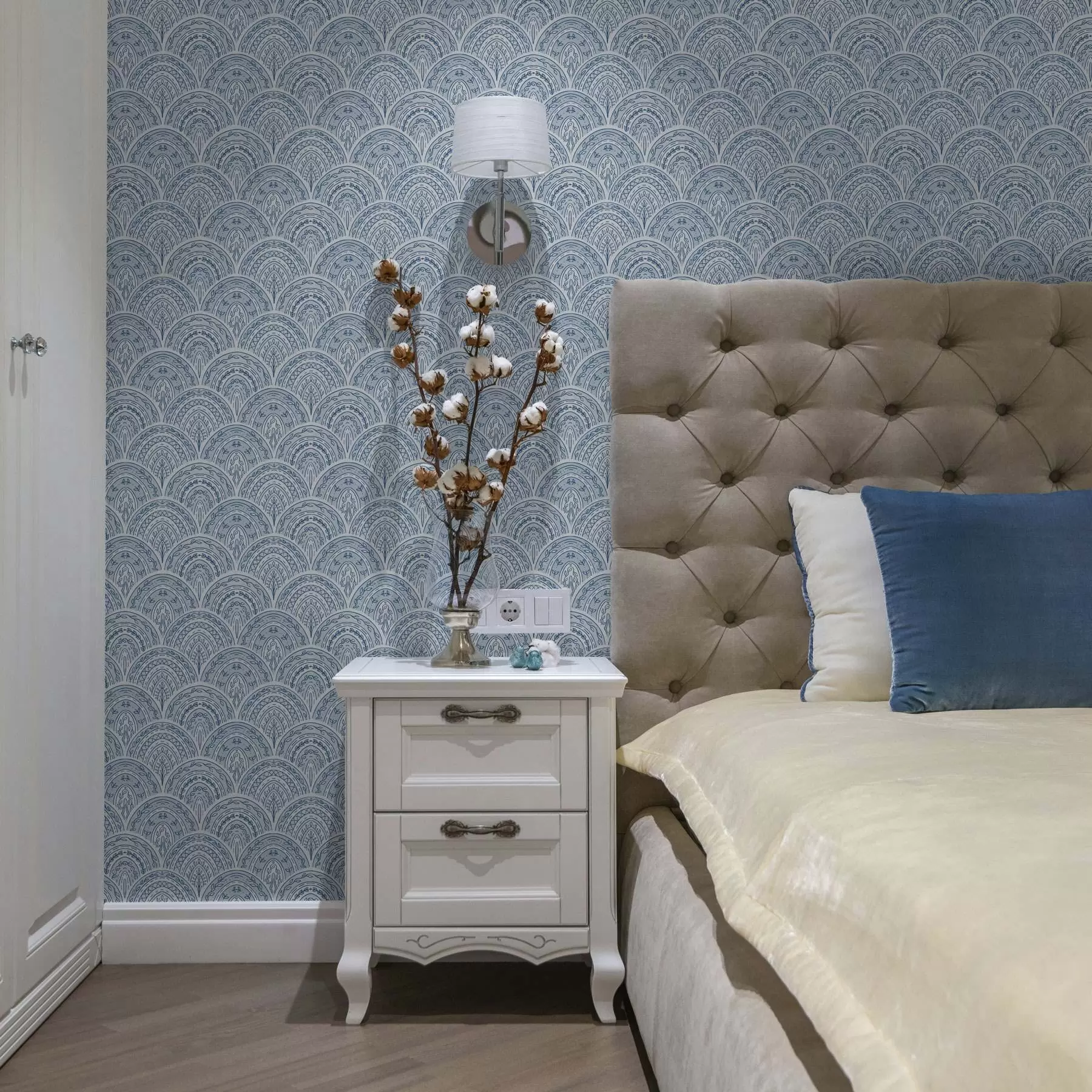 Wall Mural Photo Wallpaper Blue ornament with arches and patterns a00332