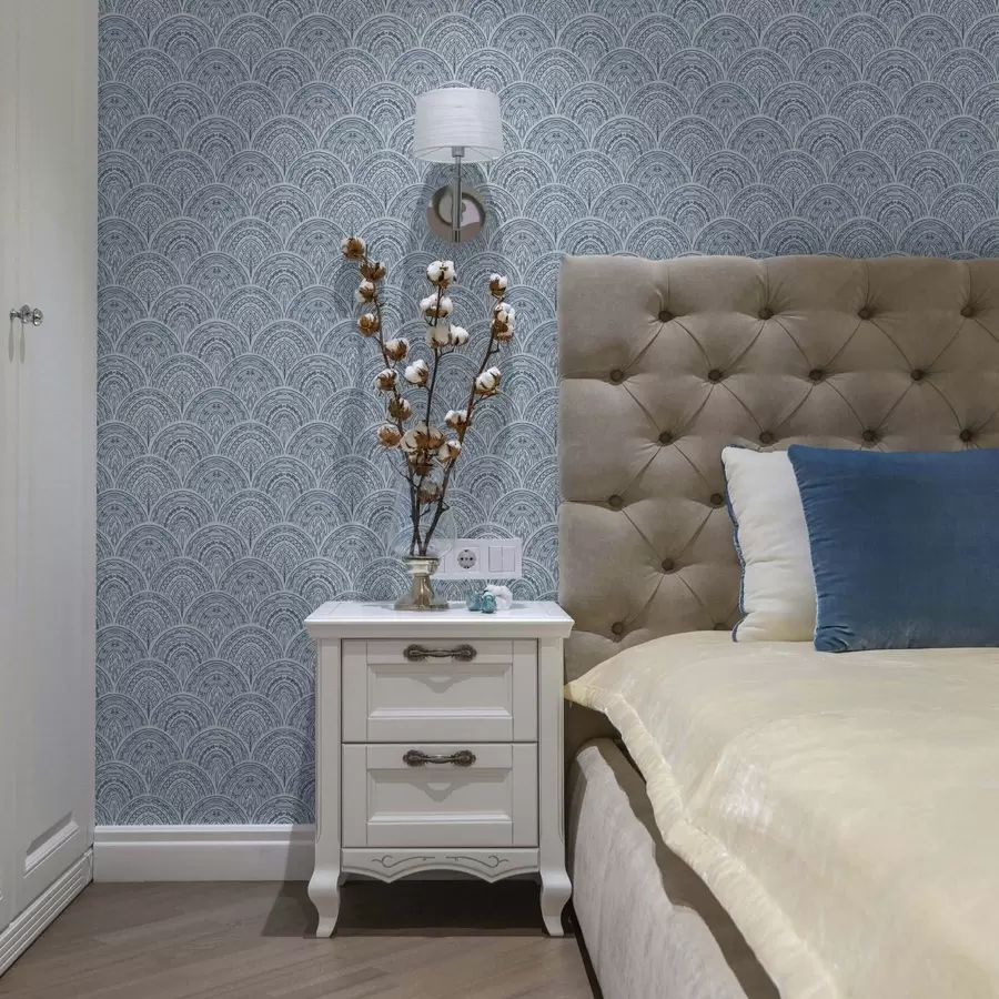 murales Adorno azul con arcos y motivos a00332