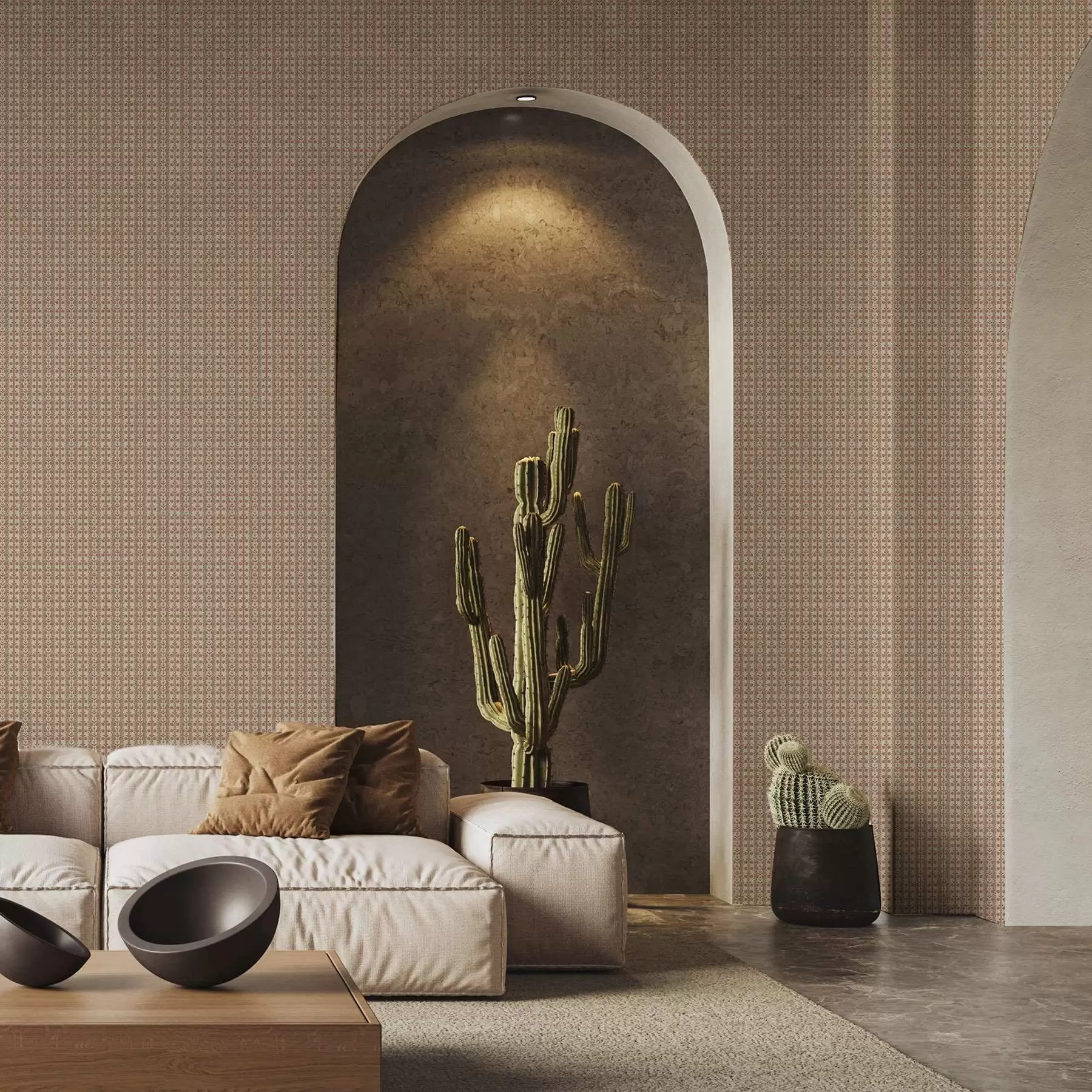 peintures murales Ornement rayé avec fleurs rouges a00341