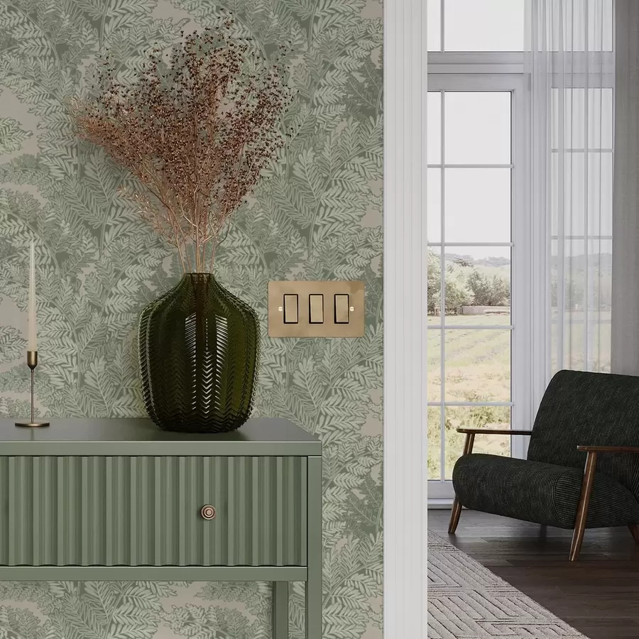 wall murals Green pattern with fern leaves a00345