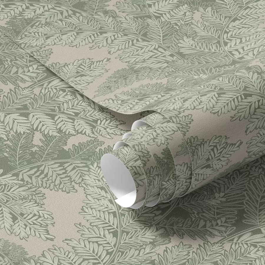 Wall Mural Photo Wallpaper Green pattern with fern leaves a00345