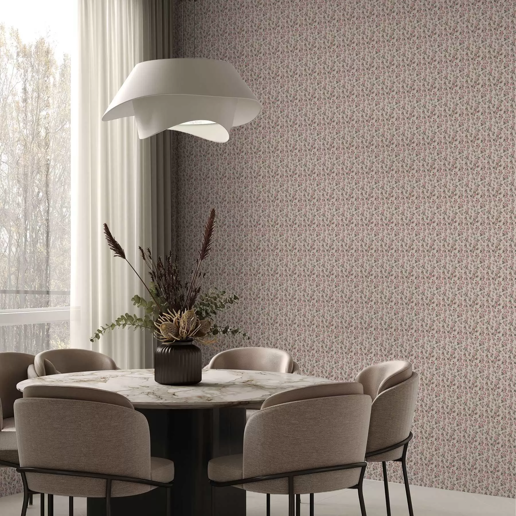 wall murals Pink roses on a beige background a00346