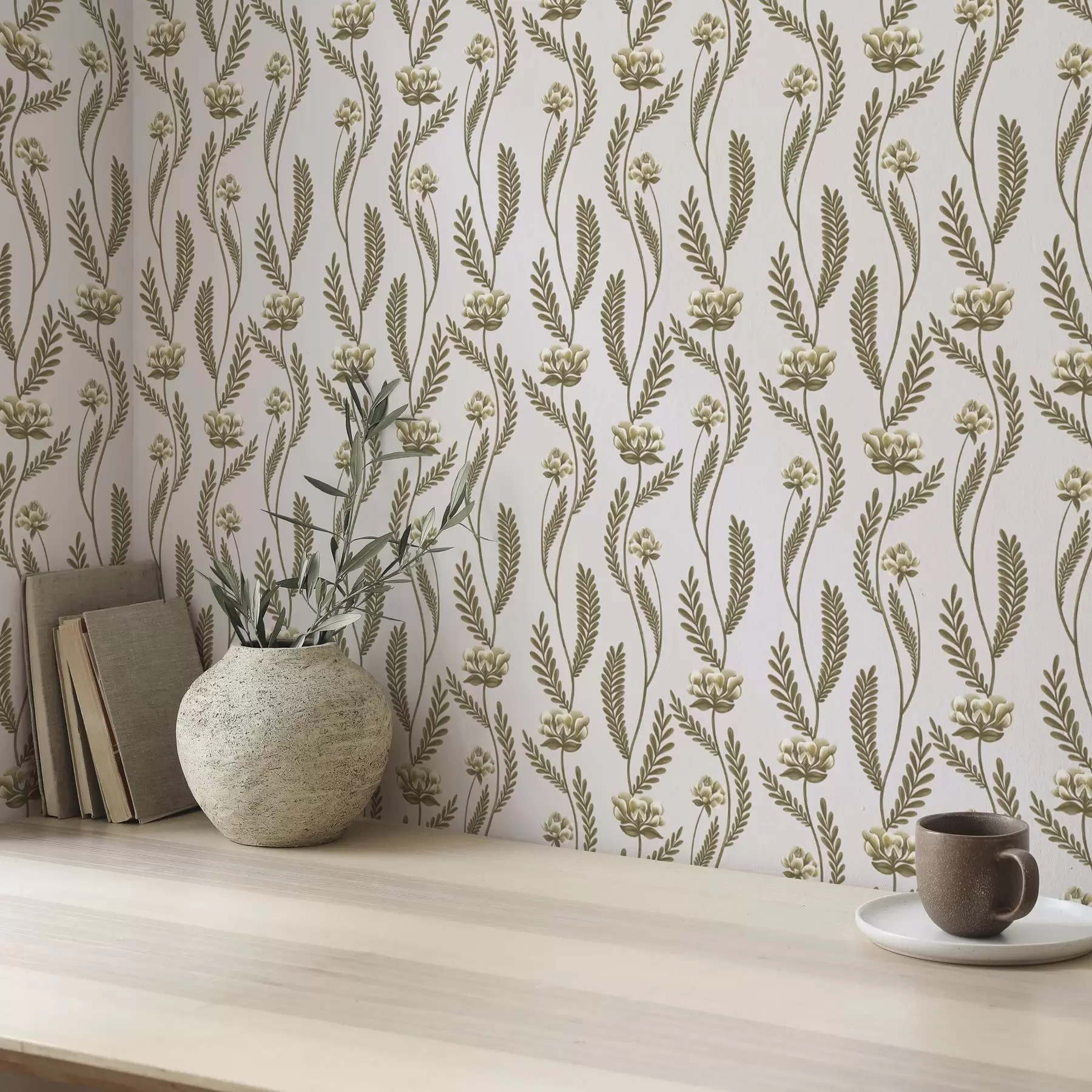 murales Adorno vertical con flores blancas sobre fondo rosa a00476