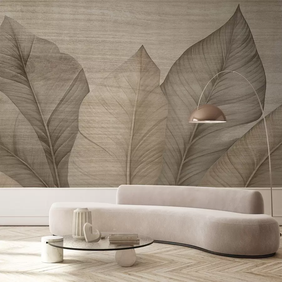 Wall Mural Photo Wallpaper Sharp leaves with overlay texture w04438