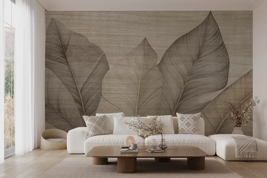 Wall Mural Photo Wallpaper Sharp leaves with overlay texture w04438