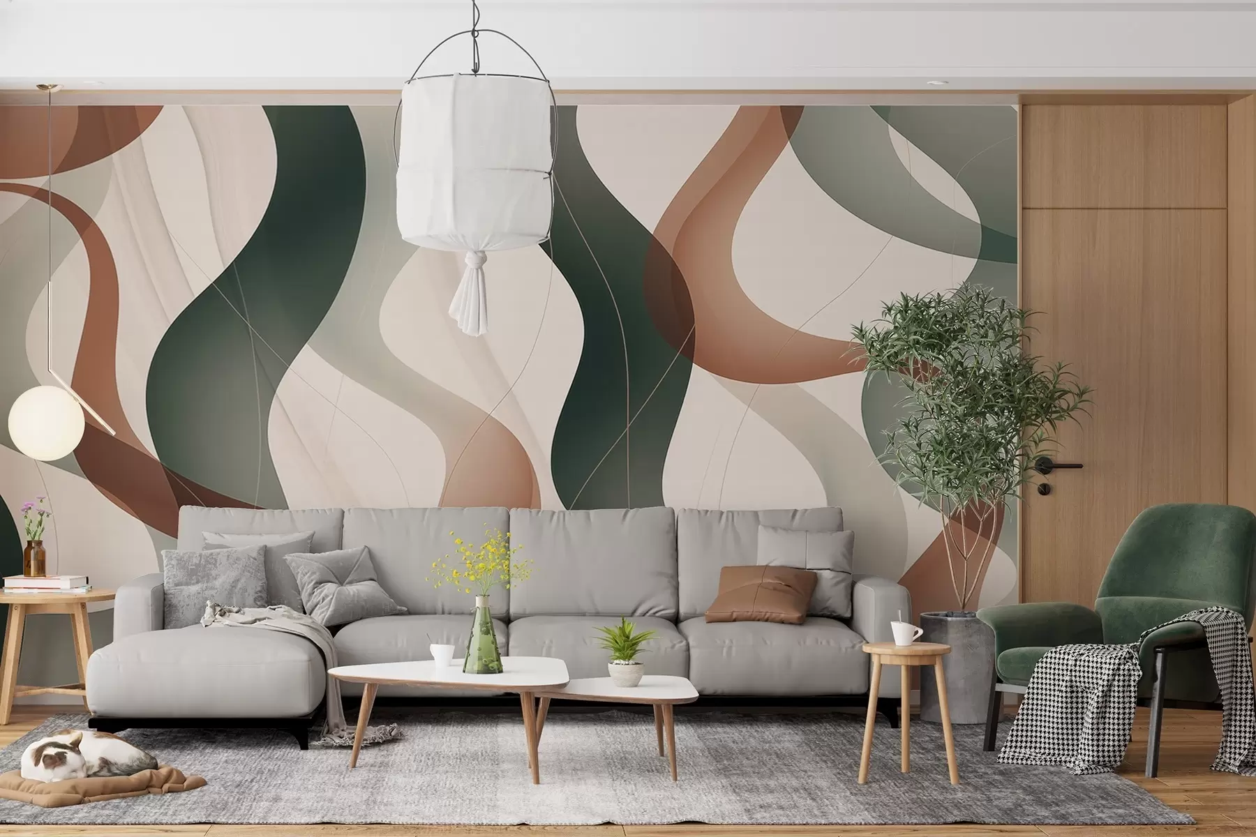 Wall Mural Photo Wallpaper Wavy abstract lines w04434