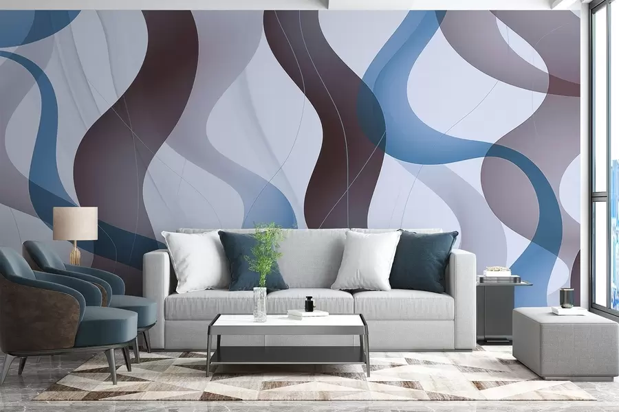 Wall Mural Photo Wallpaper Wavy abstract lines w04434v1