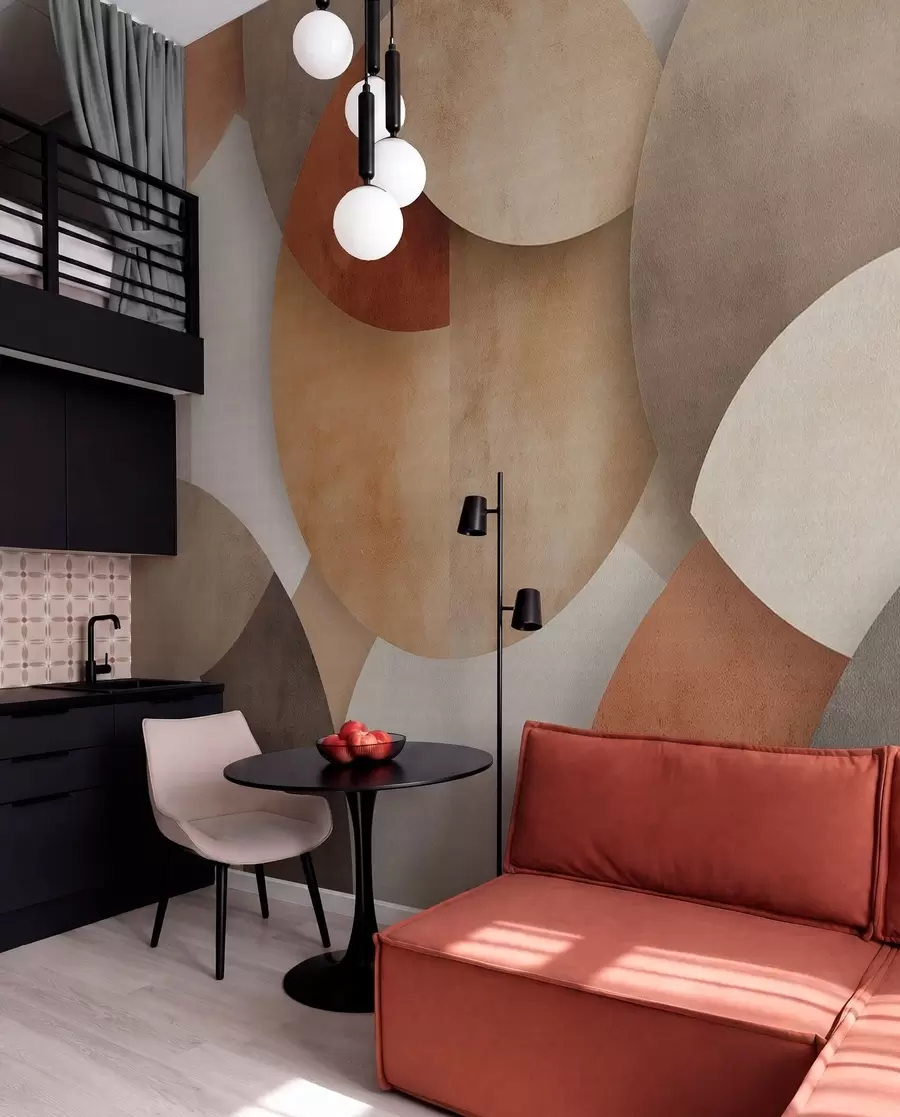 Wall Mural Photo Wallpaper textured abstract geometry in warm brown and ochre tones w04310