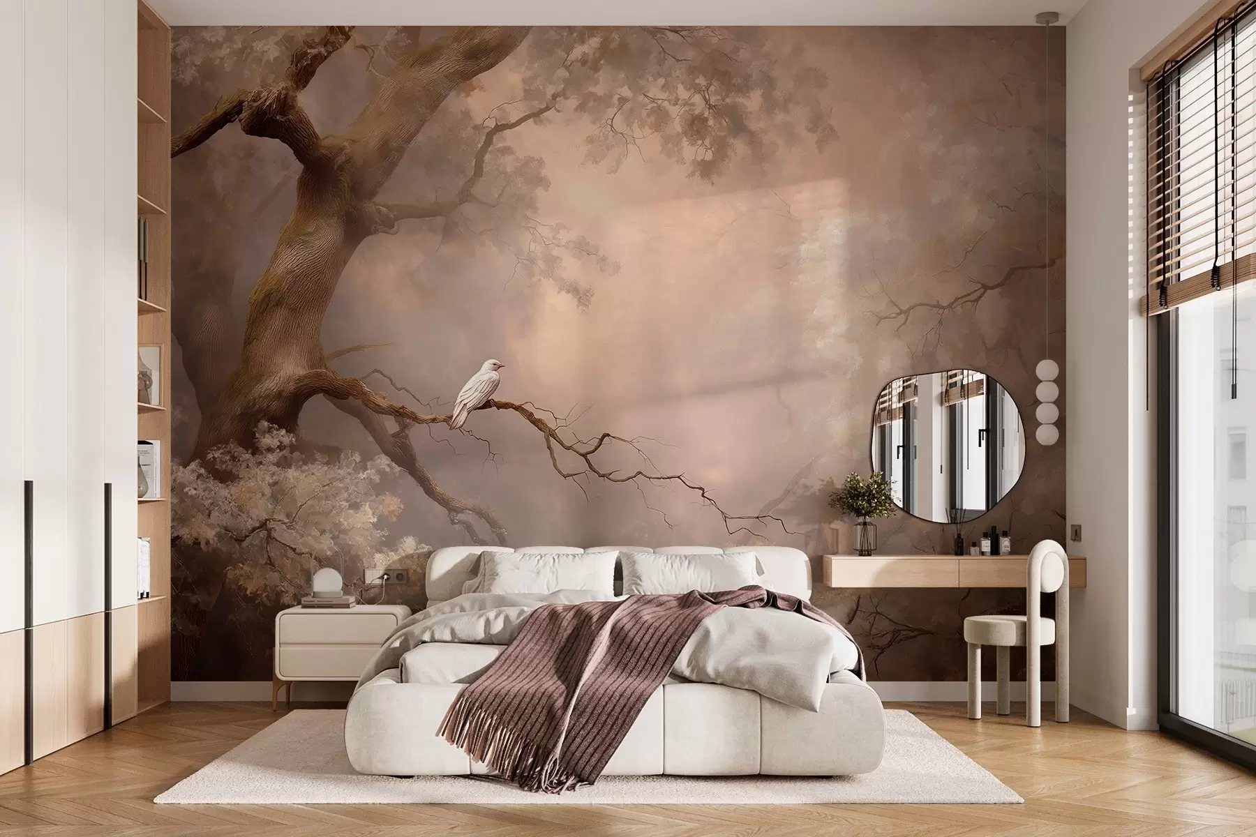 Wall Mural Photo Wallpaper mystical forest with a white bird w04314