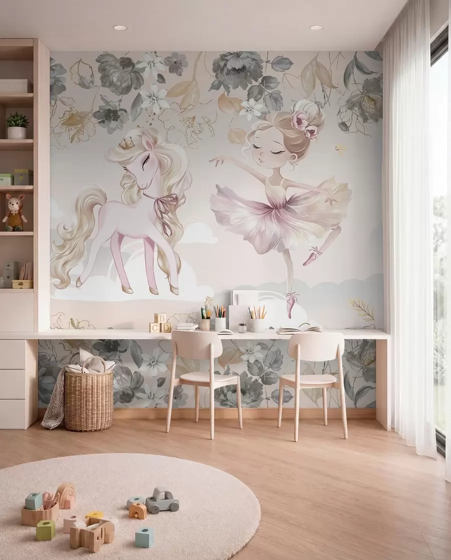 peintures murales Poney et ballet w04419