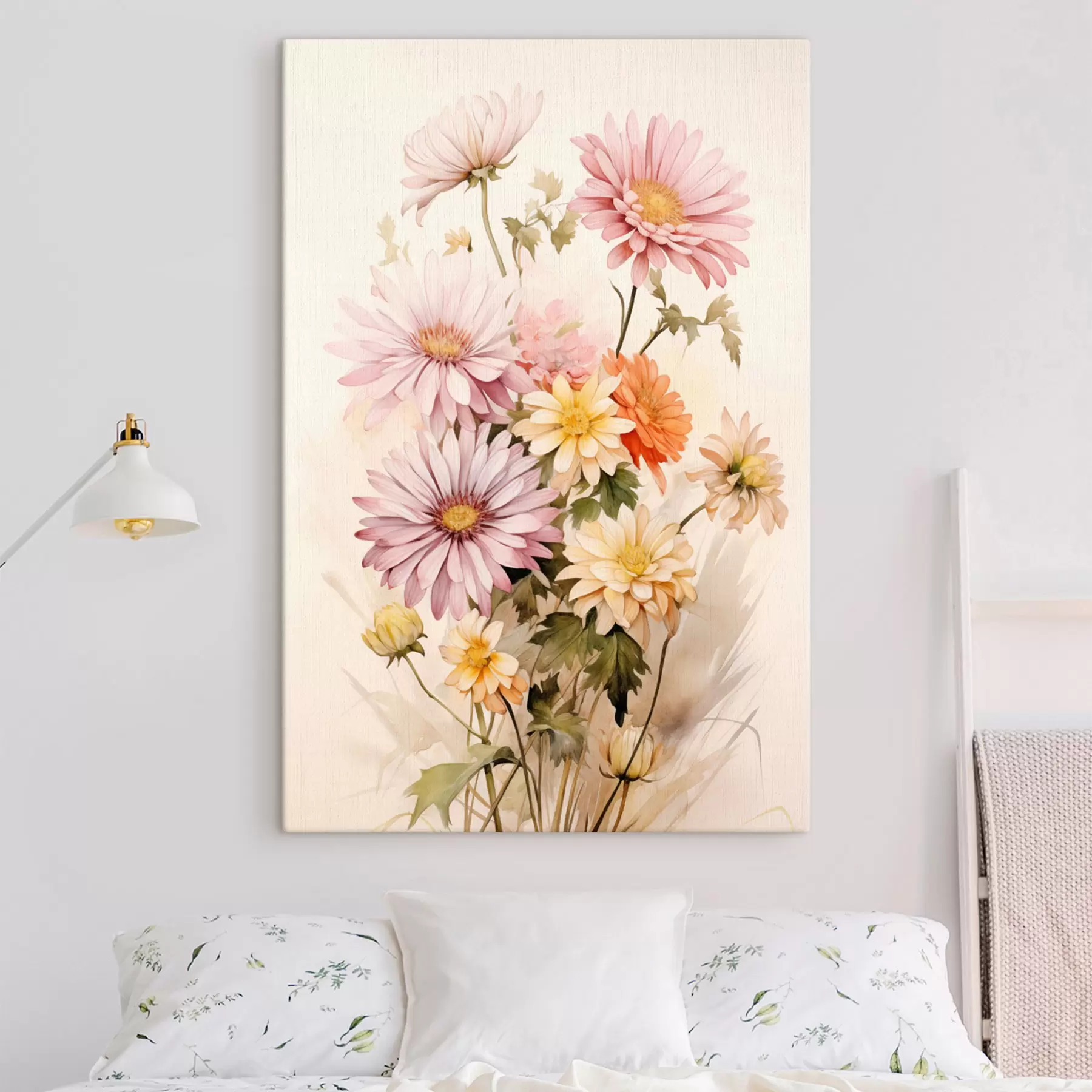 murales Un ramo de flores de colores, estilo acuarela suave, sobre un fondo claro s45559