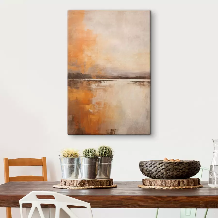wall murals An abstract textured landscape in shades of orange, brown, and beige s45568