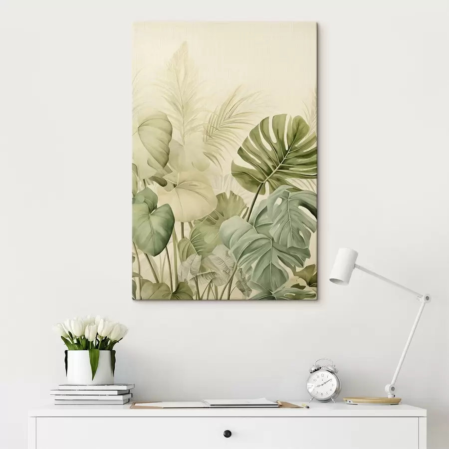 murales Hojas tropicales y hojas de Monstera s45615
