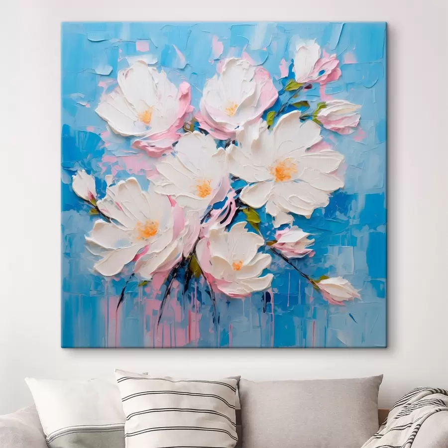 wall murals Voluminous flowers: composition in the style of oil painting s45537