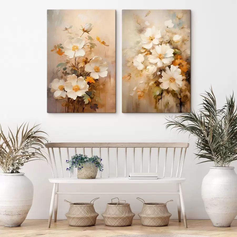 murales Flores silvestres: composición decorativa con pinturas difuminadas m00635