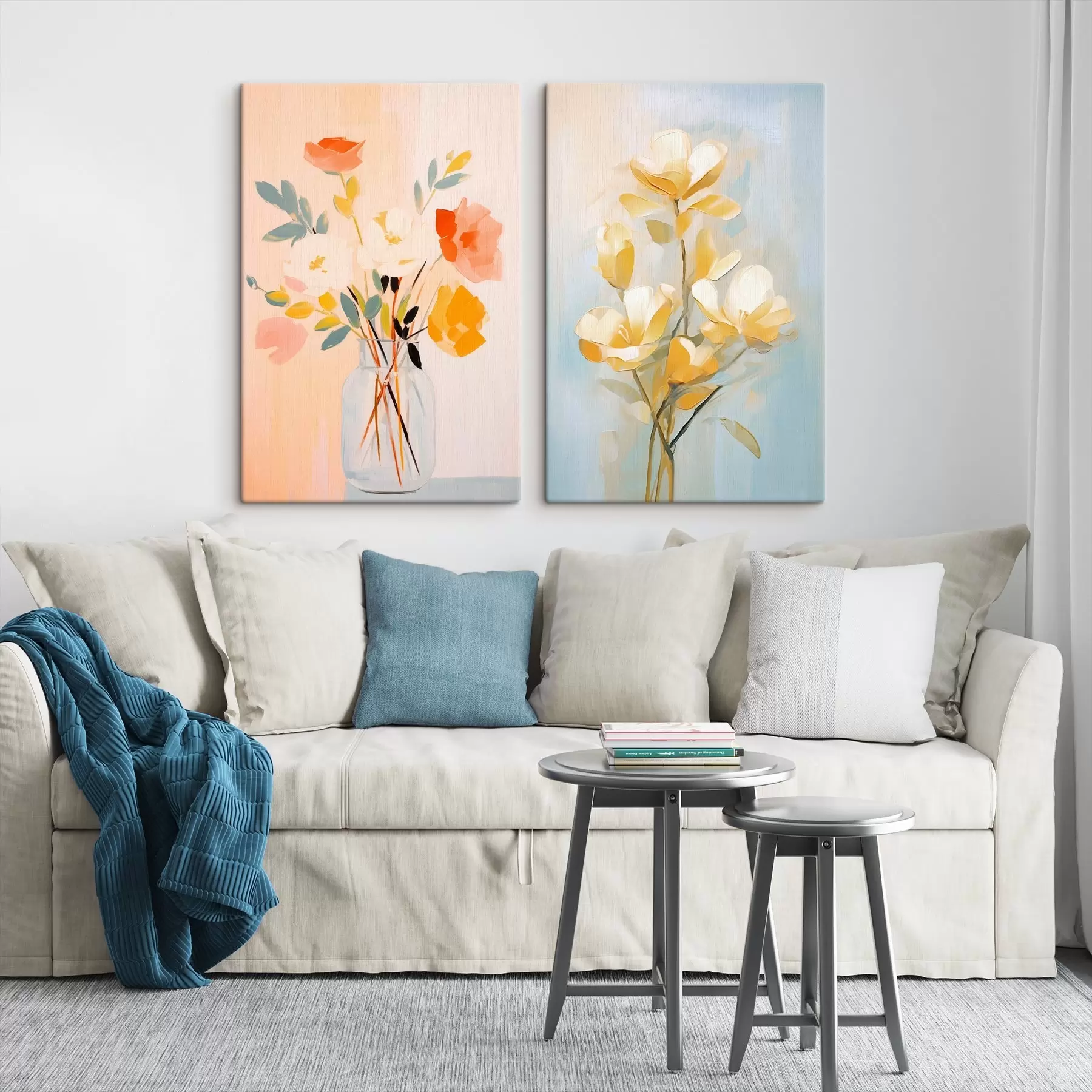 wall murals Flowers in a vase: drawing in the style of oil painting m00636