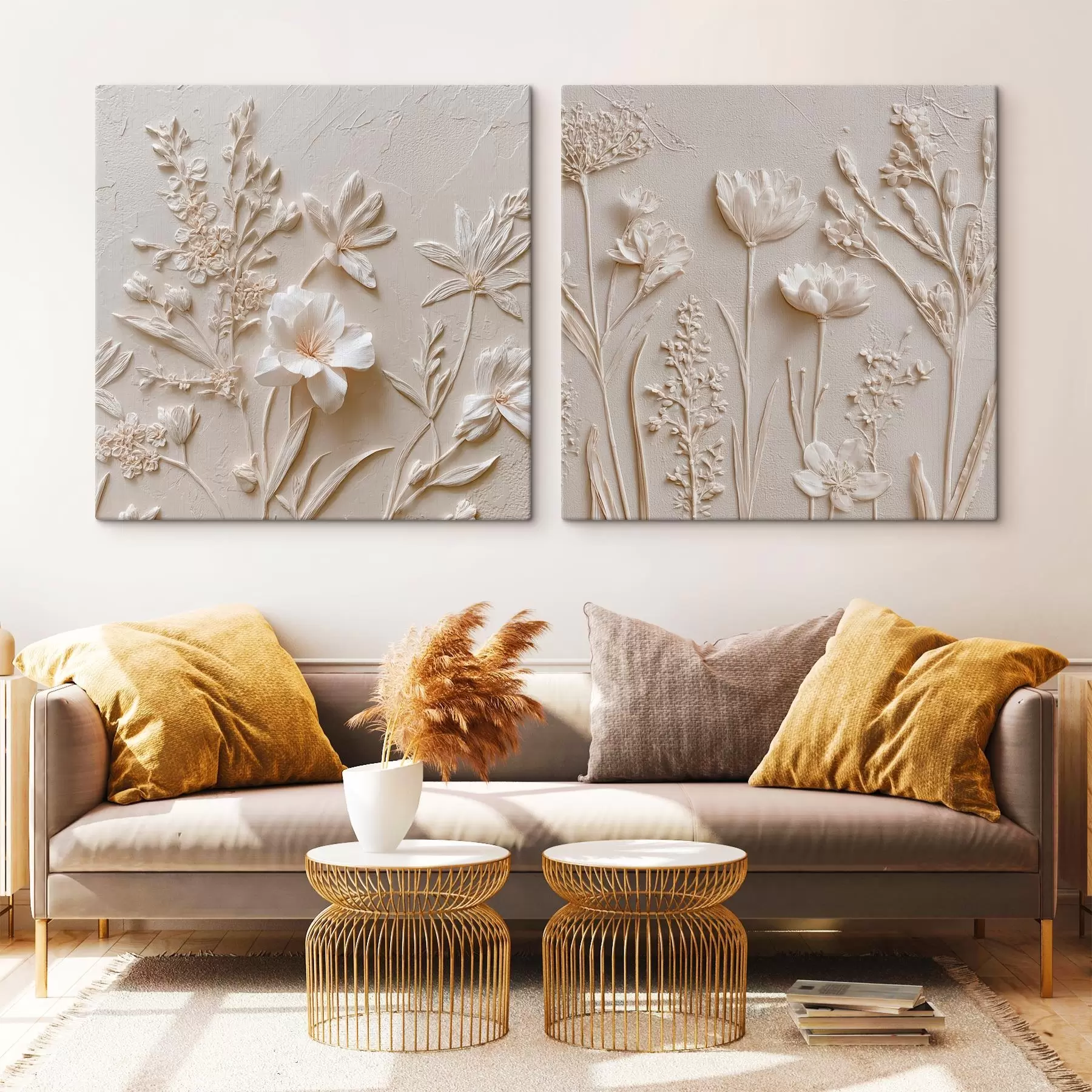 wall murals Floral texture: drawing in stucco style m00642