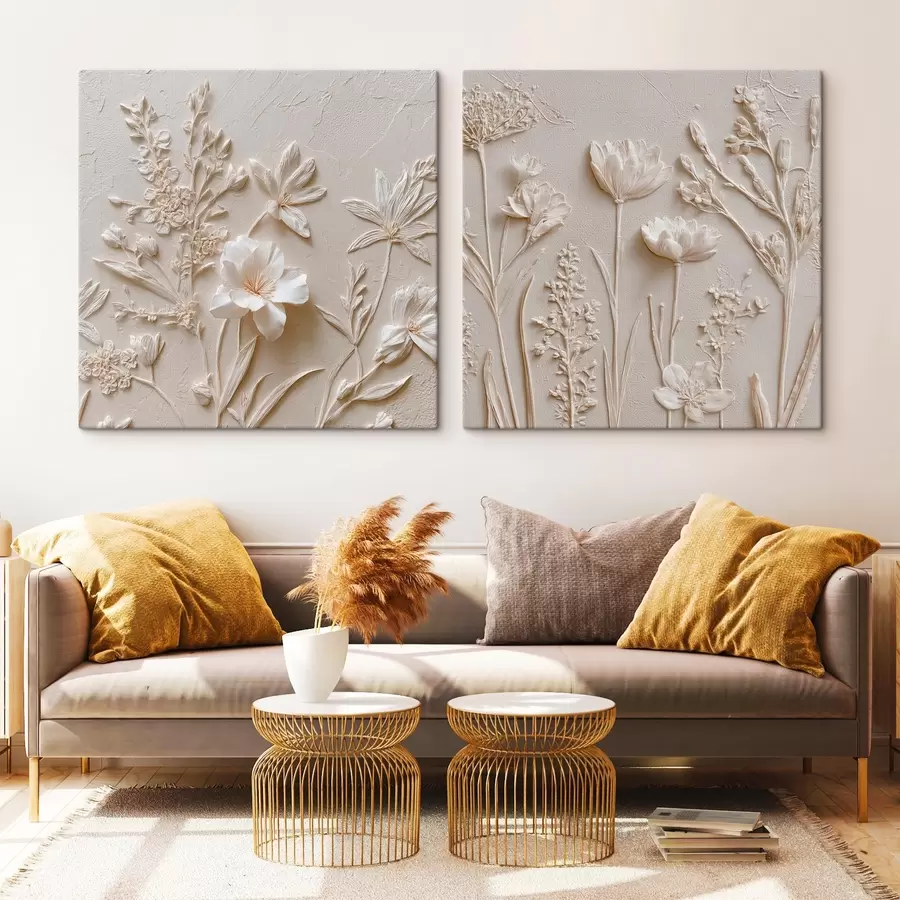 wall murals Floral texture: drawing in stucco style m00642