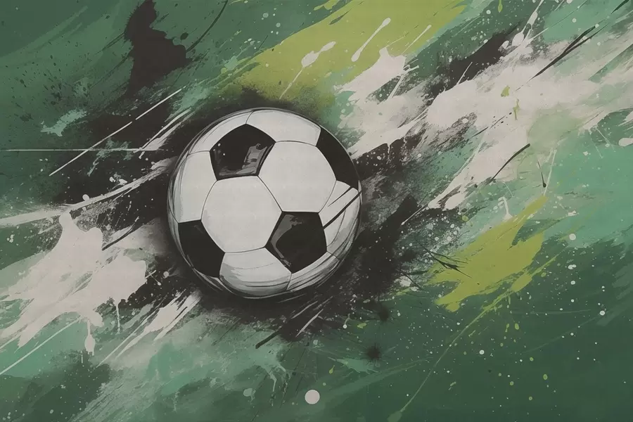Wall Mural Photo Wallpaper Soccer ball with blurred graffiti in the background w04467