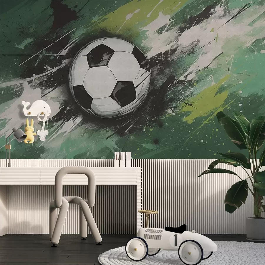 peintures murales Ballon de football avec graffiti flou en arrière-plan w04467