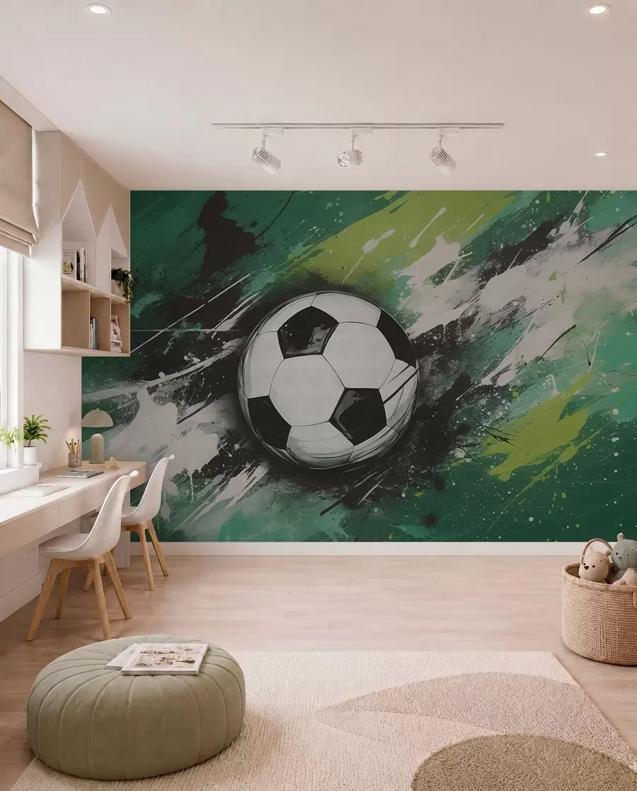 peintures murales Football en touches vertes w04467