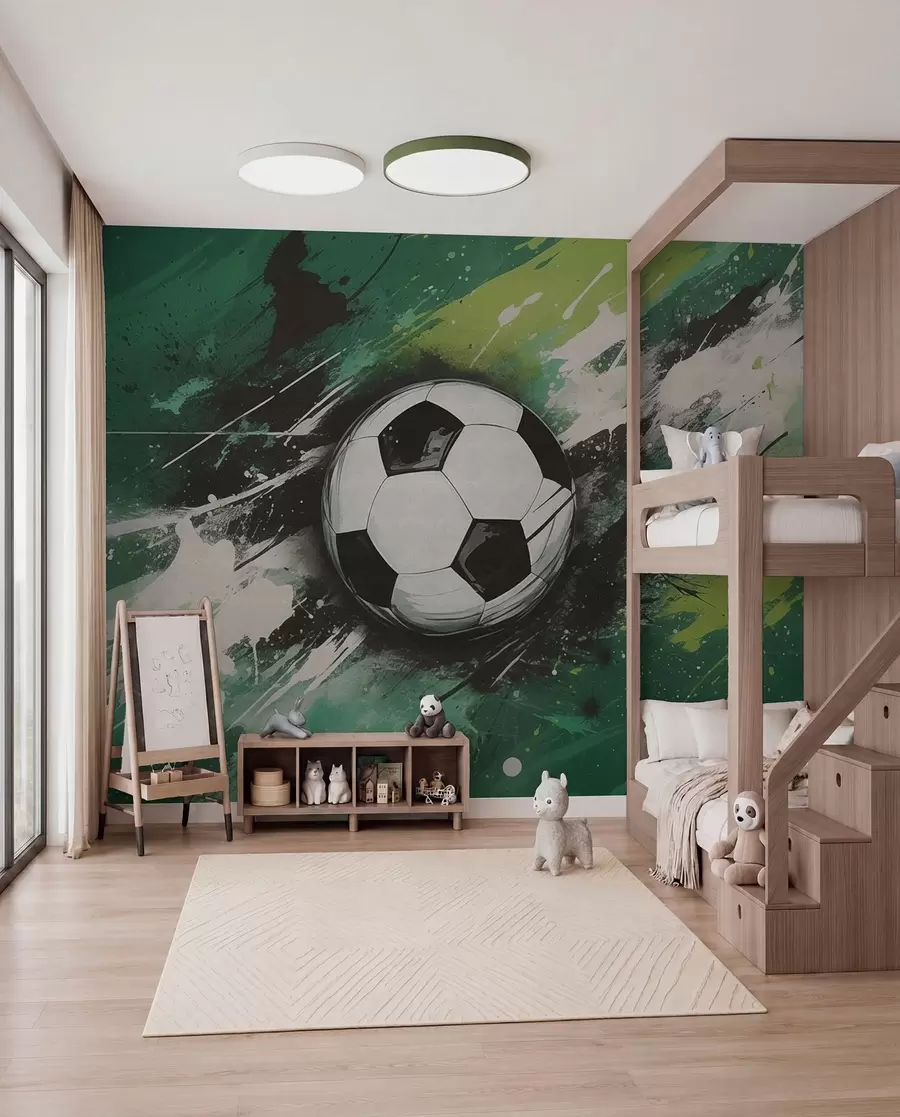 wall murals Green Football Brushwork w04467