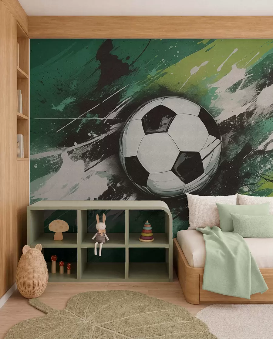 wall murals Green Football Brushwork w04467