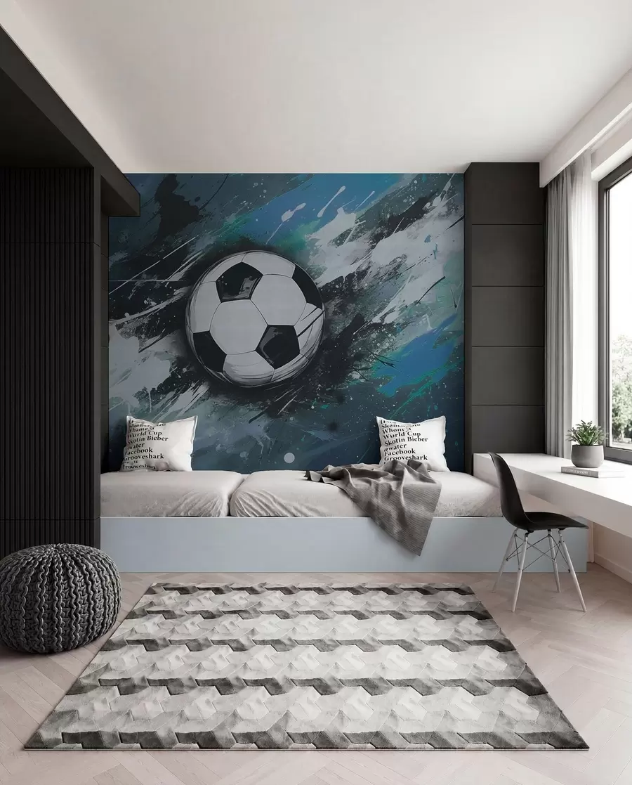 murales Fútbol en pinceladas azules w04467v1