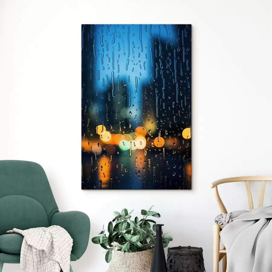 murales Taza de café sobre una mesa bajo la lluvia s45500
