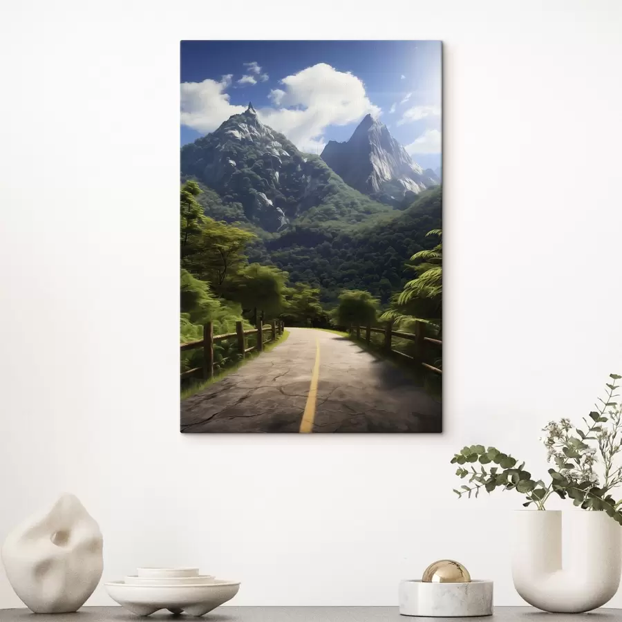 wall murals Mountain road among green trees s45525