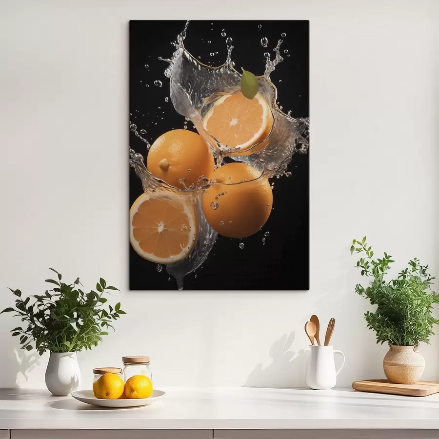 wall murals Juicy oranges in water splashes s45526