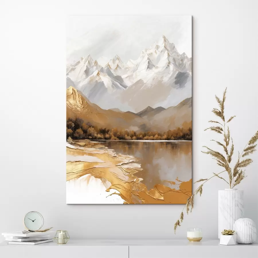 murales Paisaje de montaña con un lago y árboles s45620