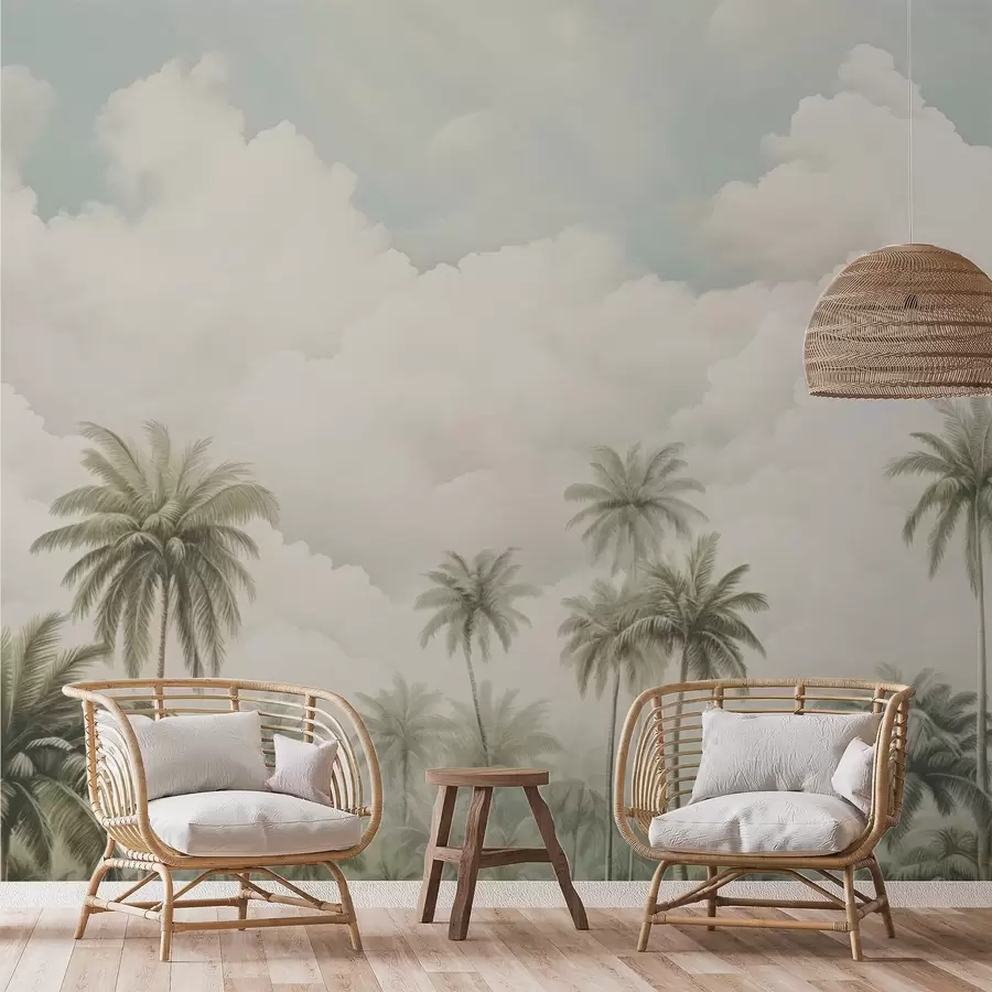 Wall Mural Photo Wallpaper Palm trees against the background of clouds w04485