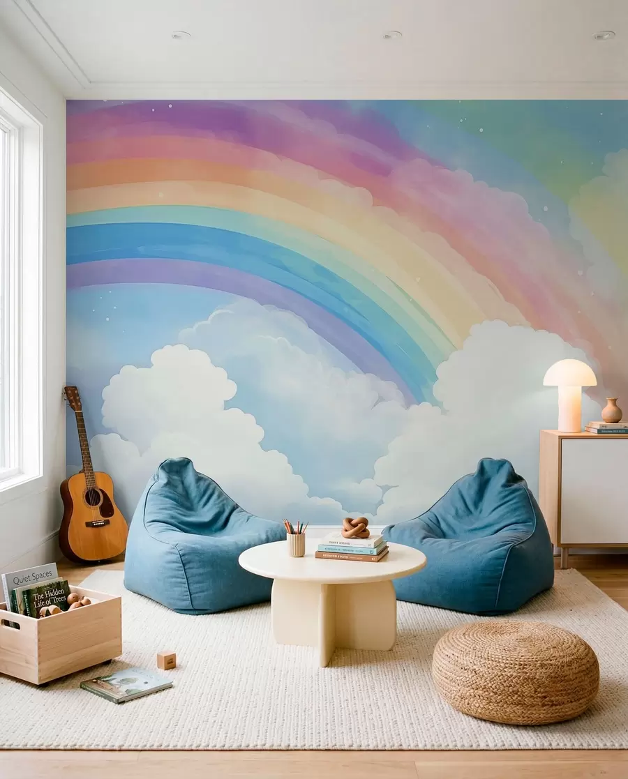 wall murals Rainbow above the Clouds w04487