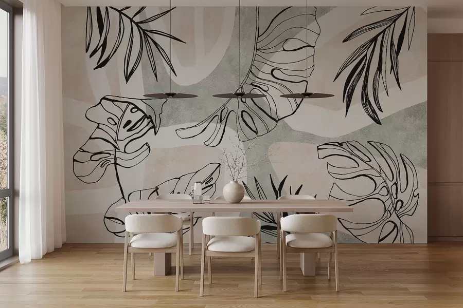 wall murals Abstraction with plants w04492