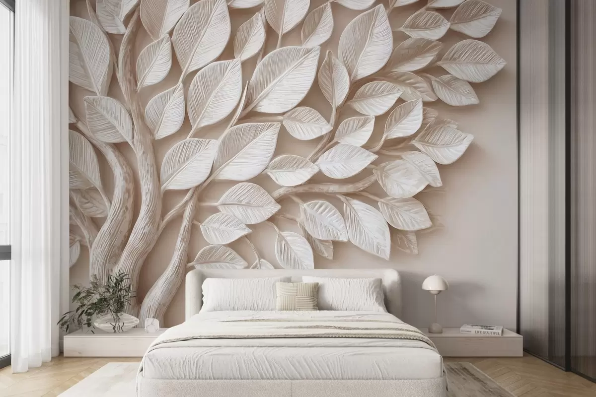Wall Mural Photo Wallpaper Relief tree with leaves w09359
