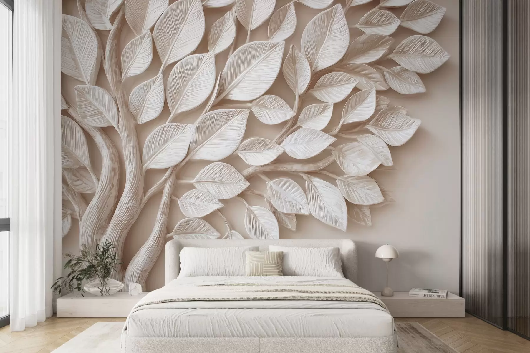 wall murals Relief tree with leaves w09359